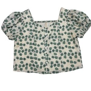 Roolee Green Floral Textured Top